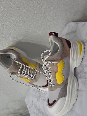 Chunky White and Yellow Women's Sneakers